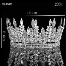 Jingling Leaves AB Stone Round Pageant Crown Beauty Queen Tiara For Banquet